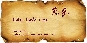 Rohm György névjegykártya